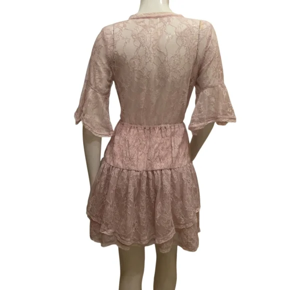Free People Lala Lace Mini Dress Color Pink Size Medium NWT - Picture 4 of 10